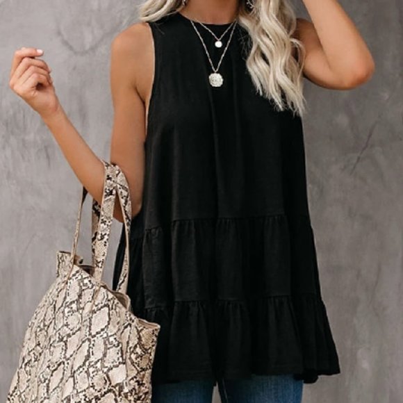 Black Tiered Baby Doll Top - Picture 1 of 3